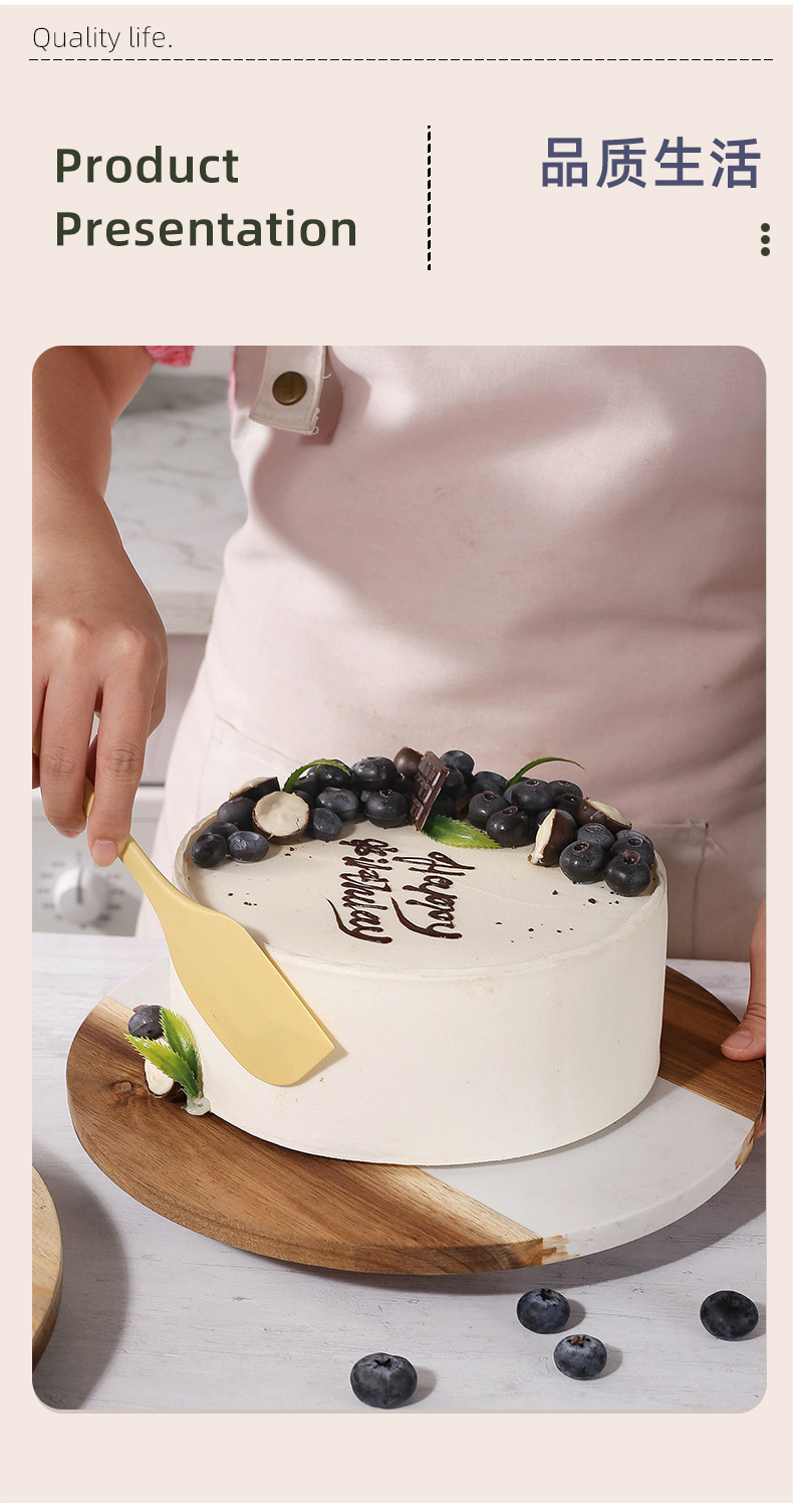 蛋糕转盘圆形大理石菜板拼接相思木厨房轻奢托盘烘焙转盘跨境专供详情2