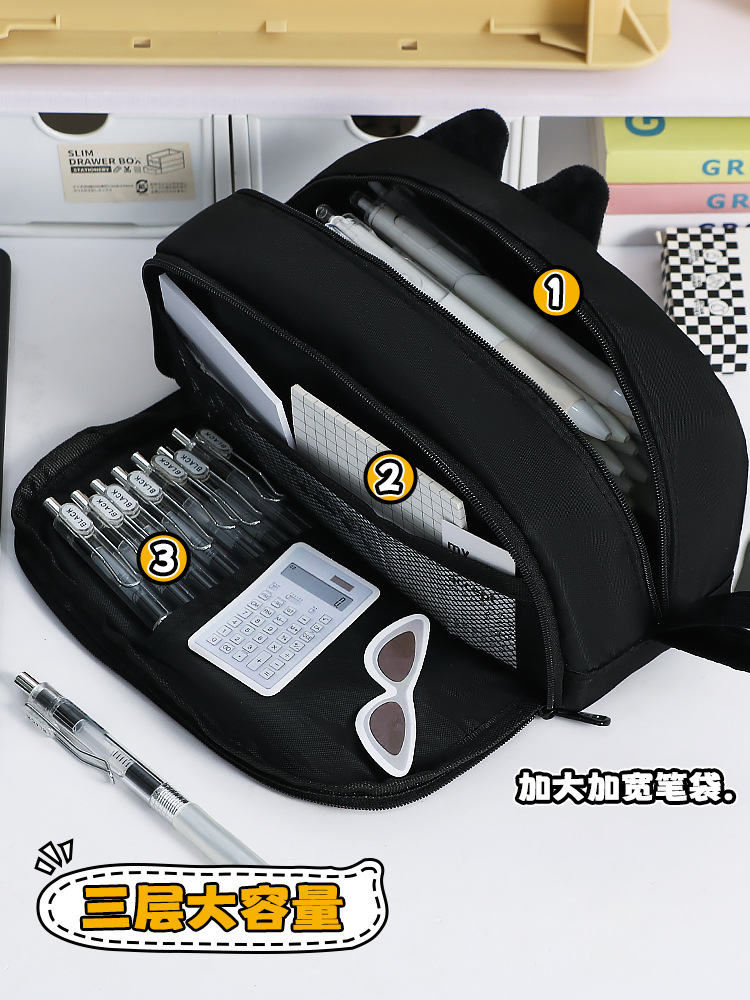 2025年新款手提可爱萌物刺绣爪子笔袋超大容量文具收纳袋详情4