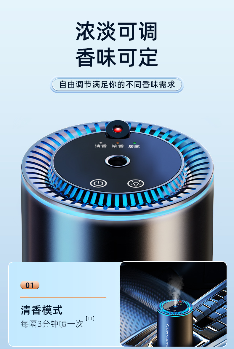 星空顶智能投影车载香薰机车用香水汽车用品氛围灯喷雾车载香熏机详情17