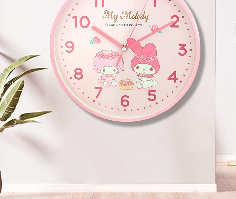 三丽鸥正版库洛米卡通挂钟客厅儿童房创意挂墙时钟可爱女生钟表详情3