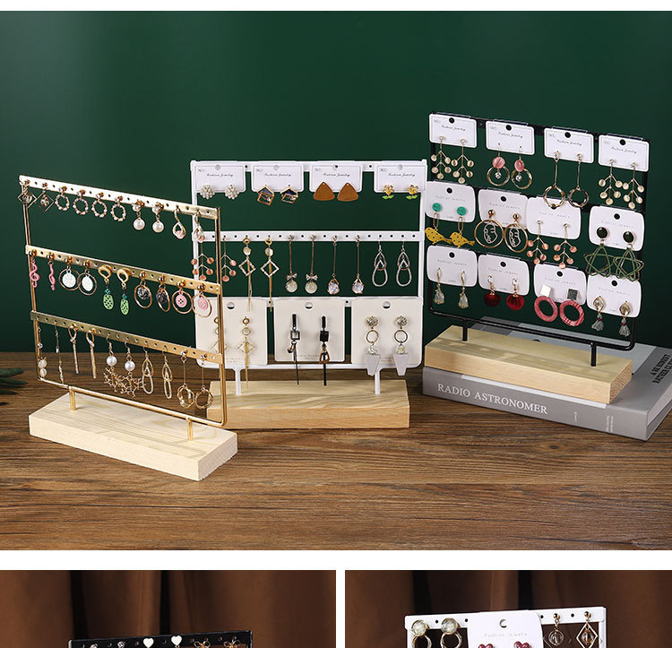 实木铁艺耳环架家用耳饰收纳首饰架挂耳钉卡纸陈列道具饰品展示架详情10