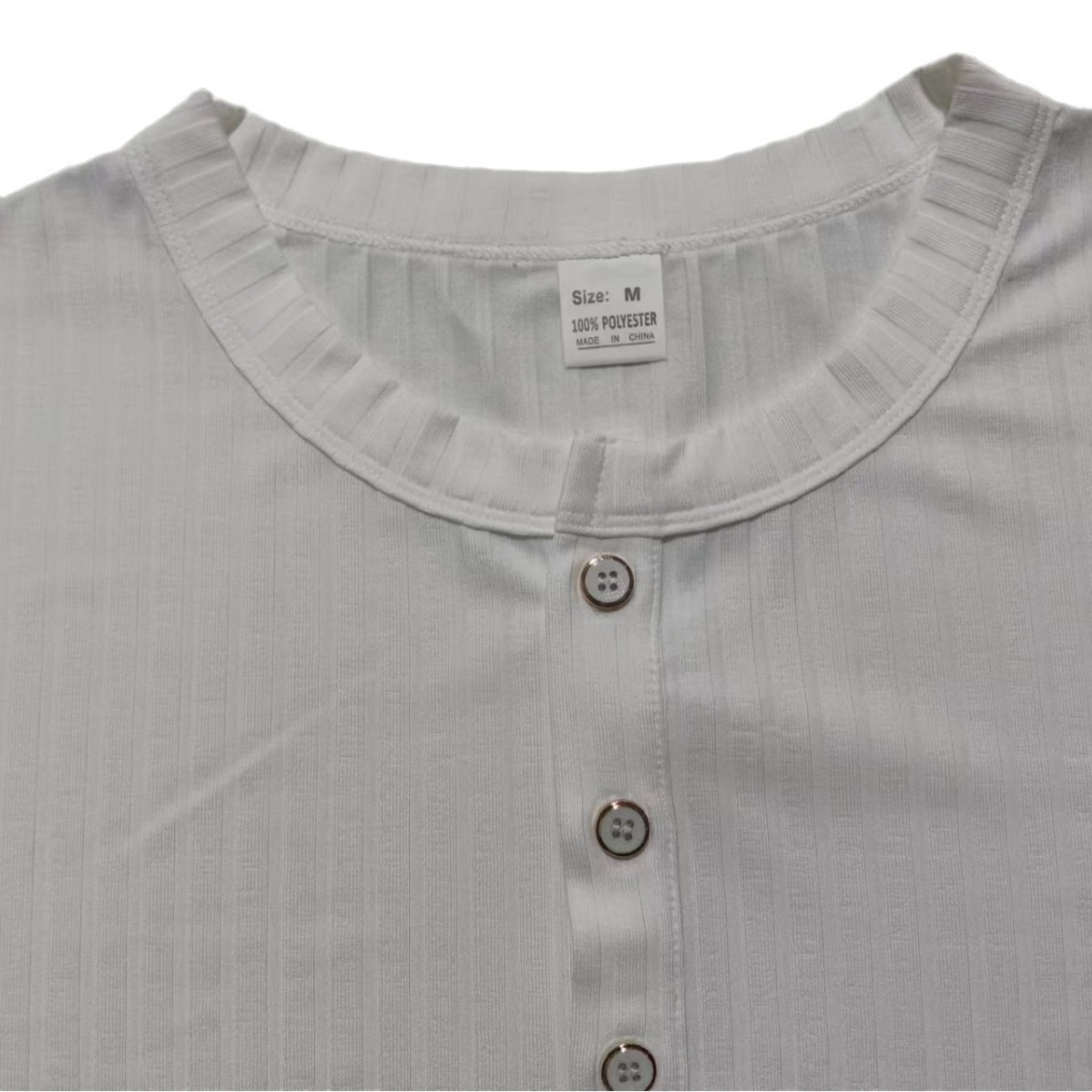 Temu跨境速卖通2025新款男士短袖上衣坑条V领修身短袖亨利T恤衫夏详情20