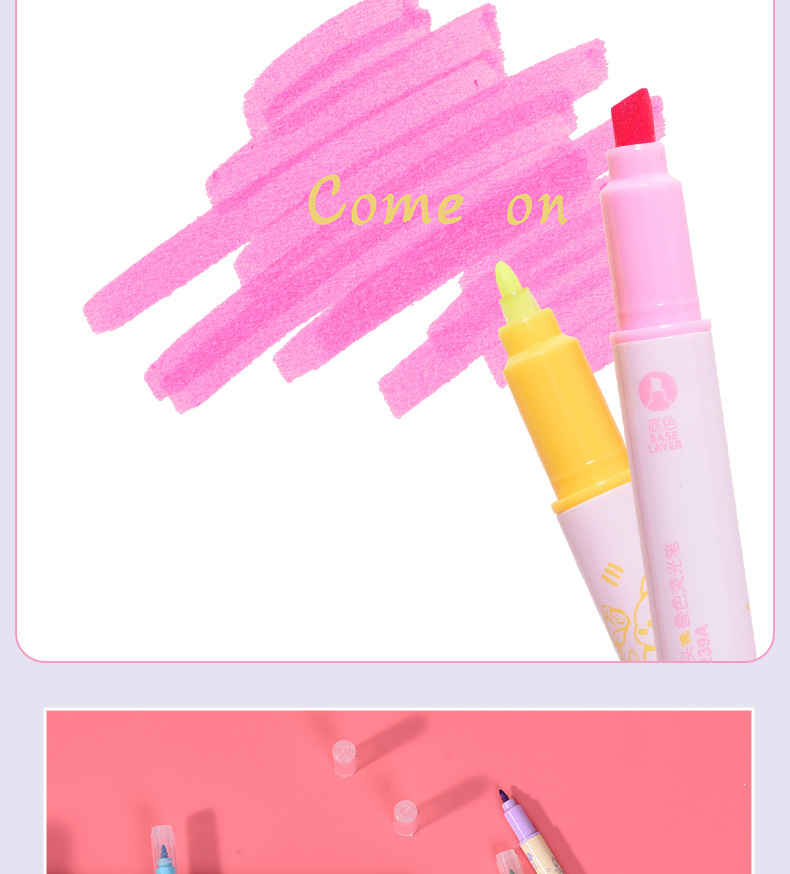 Tianfeng 239A multi-color double-headed highlighter pen, key point marking pen, note-taking and journal-making pen, multi-color highlighter pen pic 18