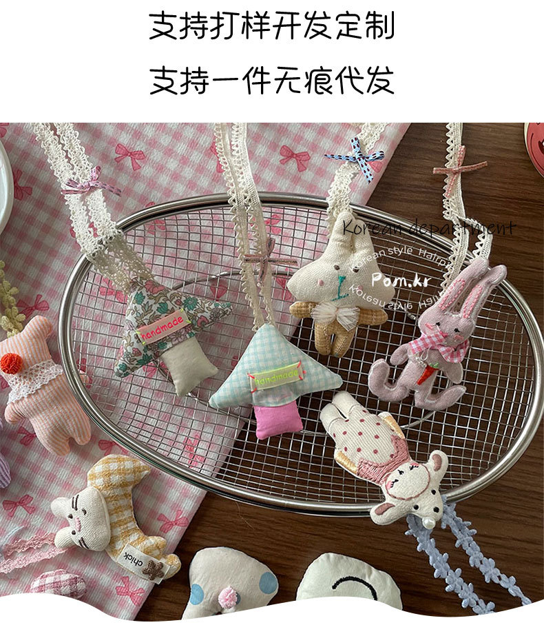 新款韩系卡通公仔项链布艺儿童甜美配饰蝴蝶结挂脖项饰兔兔配饰女详情2