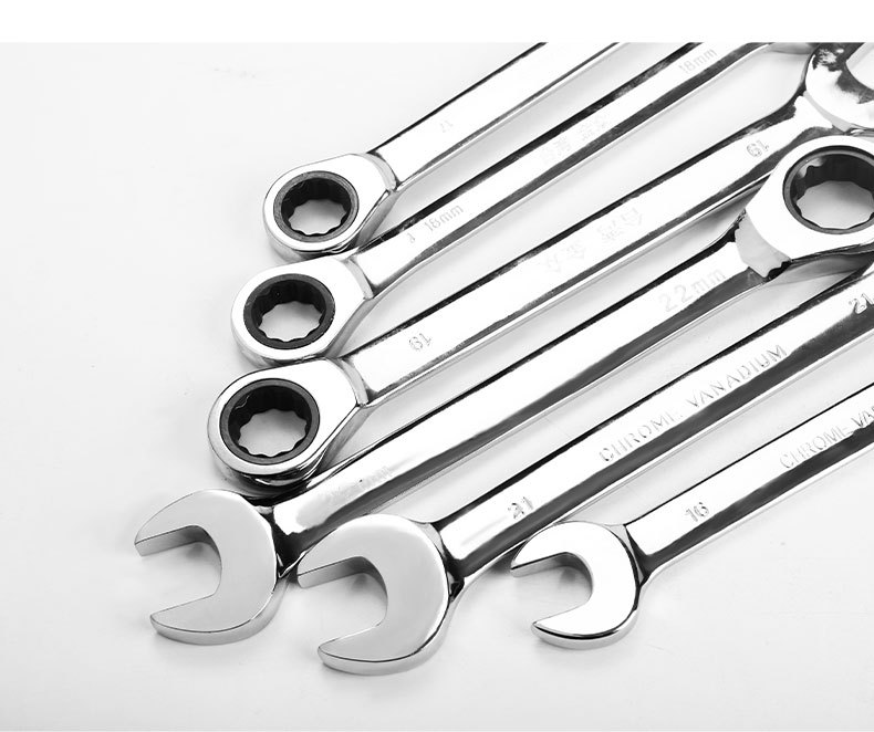 批发两用梅花开口棘轮扳手铬钒钢多功能快速镜面扳手双头扳手工具详情22