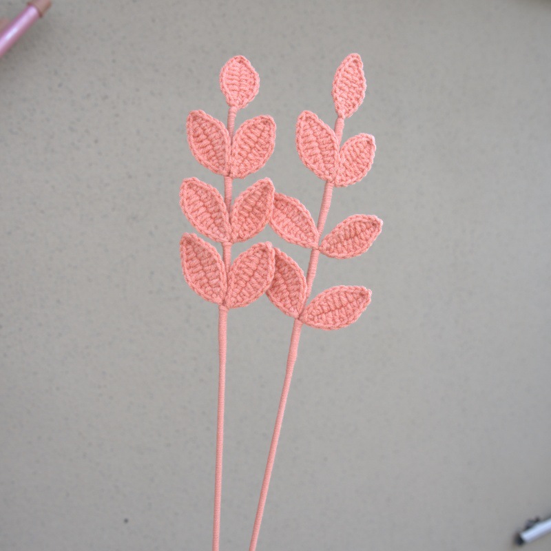 手工钩织花束配饰毛线编织四季叶子圣诞春节装饰批发宠物园艺蕨类植物详情9