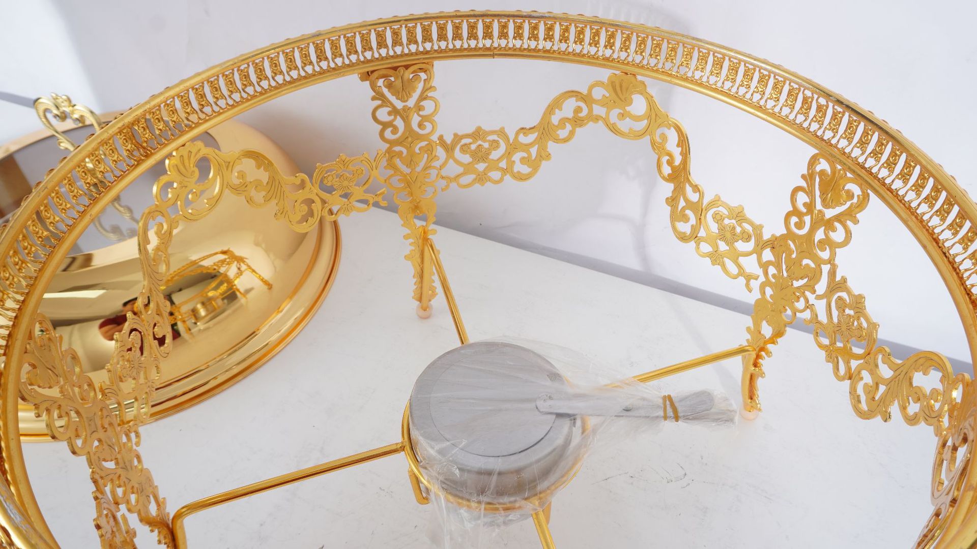 Cross-border stainless steel alcohol stove, hotel buffet stove, luxurious golden insulated stove, Chafing Dish pic 10