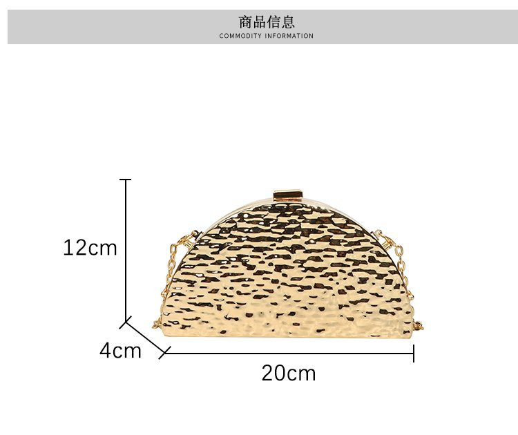 晚宴包金属2024夏季新款盒子女包链条单肩斜挎包褶皱跨镜女手机包详情2