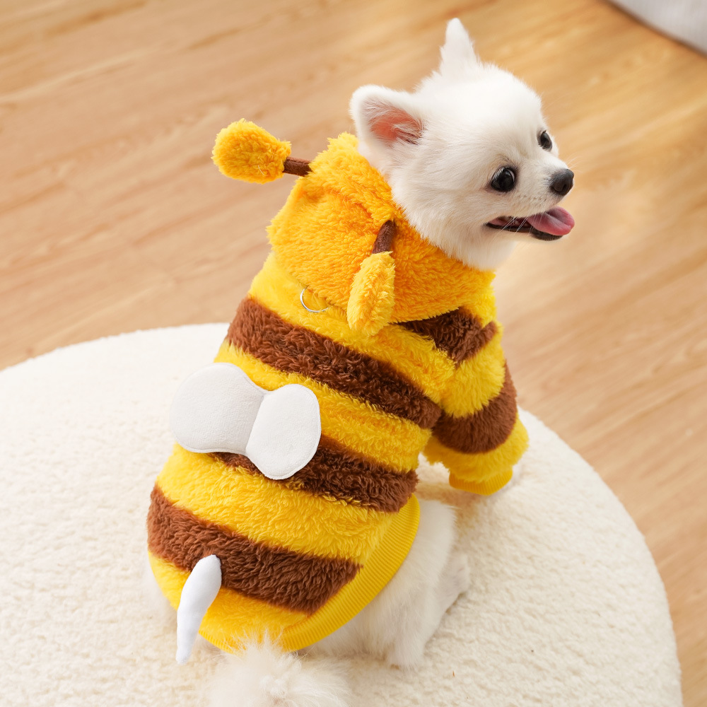 Big and small dog clothes, cat pet clothes, autumn and winter pet supplies can be towed wholesale, bee fleece transformation clothes pic 9
