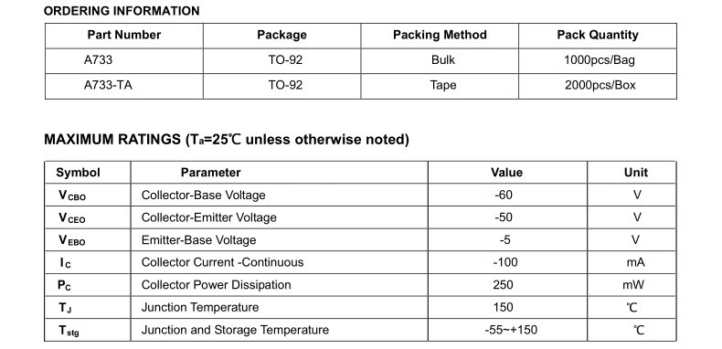 2SC945 C1815 C828A 2SA733 A1015 NPN/PNP三极管 TO-92/SOT-23 pic 6