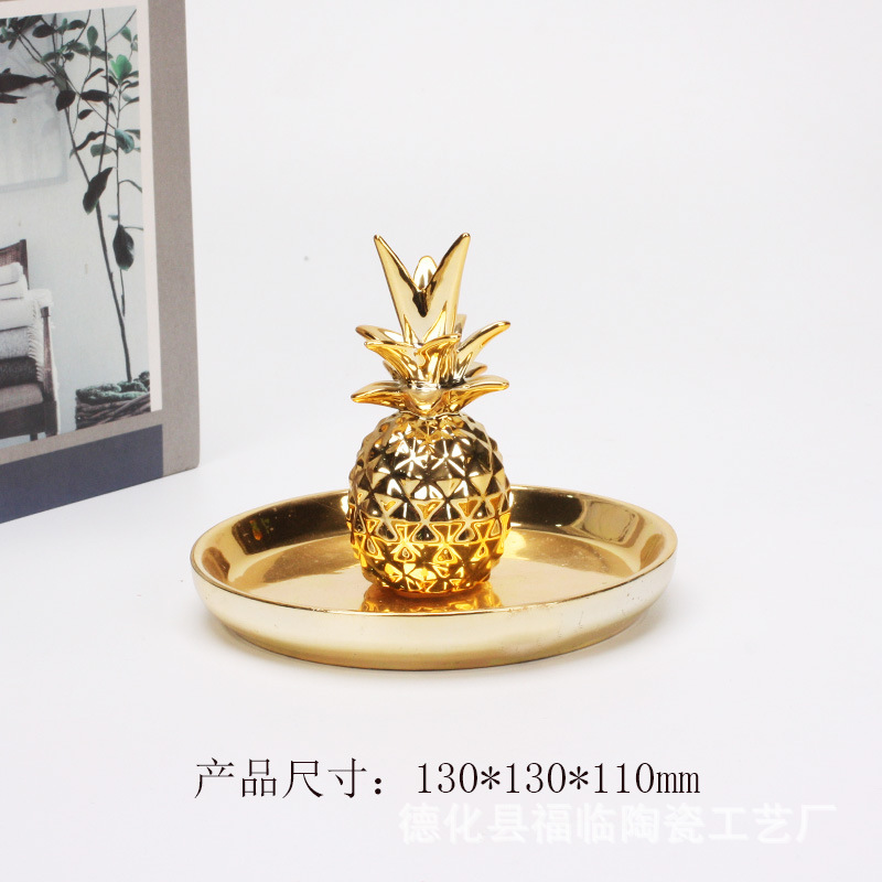 Nordic gold-plated ceramic handicrafts, gift jewelry plates, rings, watches, home storage plates, golden deer animal ornaments pic 18