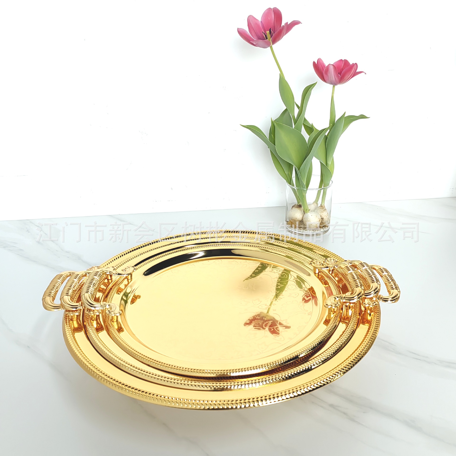 欧式镀金镀银蛋糕盘家居酒店高档点心盘圆形水果盘详情3