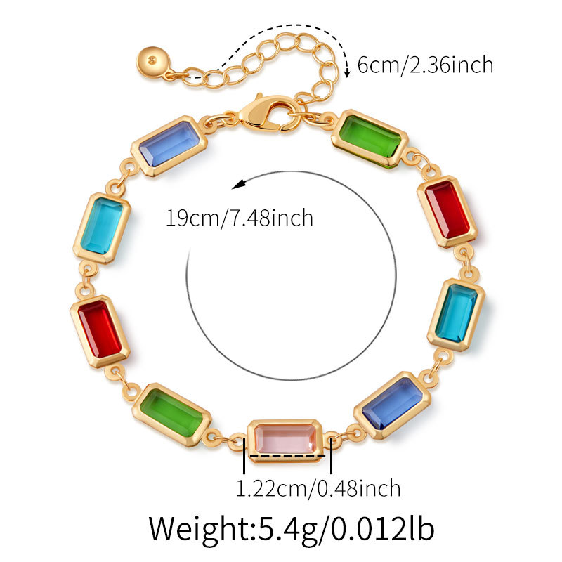 多巴胺手链跨境爱心设计小众几何水滴方形玻璃钻度假风小清新手饰详情35