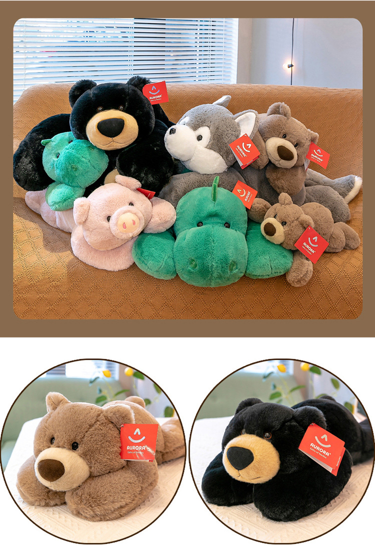 aurora软趴趴熊毛绒玩具恐龙猪哈士奇公仔抱抱熊玩偶睡觉抱枕批发详情13