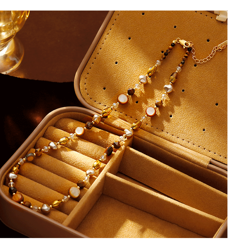 Hyacinth melard vestimenta tiger eye piedra largo collar de cuentas mujer accesorios 2025 tik yin bang luz suéter de lujo cadena pic 7