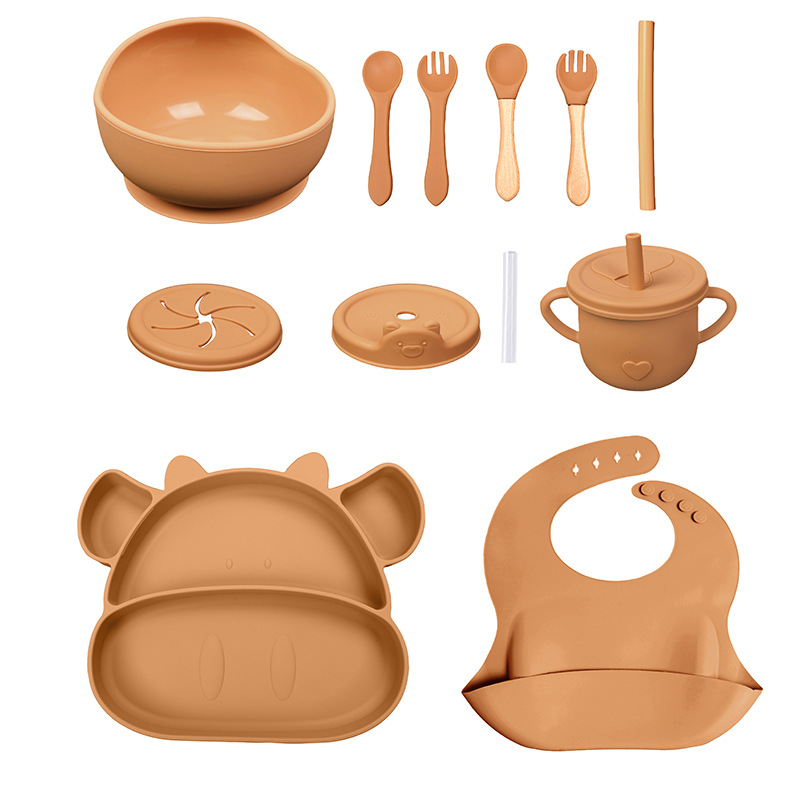 儿童餐具套装辅食碗硅胶餐盘碗叉勺围兜水杯食品级宝宝辅食喂饭详情5