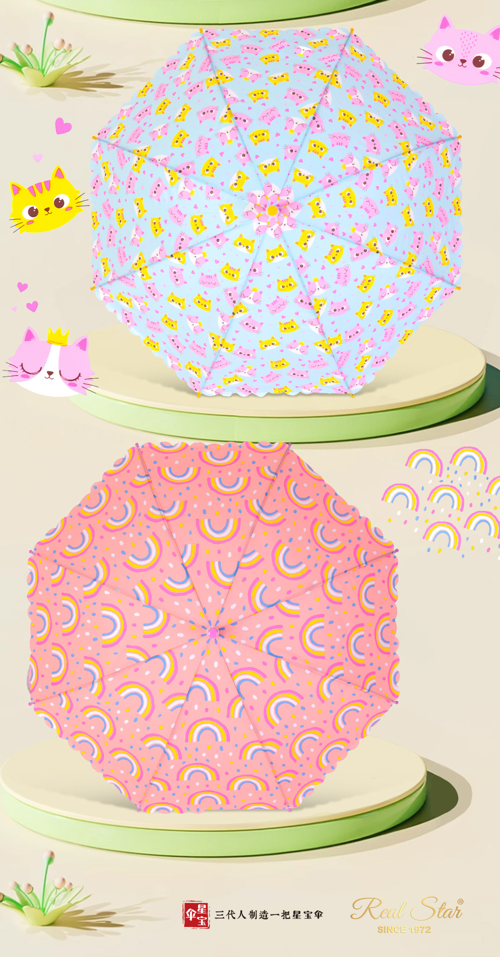 出德国欧洲新款外贸儿童伞可爱手绘卡通EVA自动伞19寸多色现货详情8