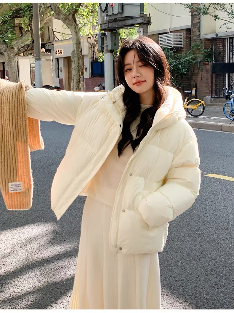 奶米色女装短款羽绒服女冬季新款2025小个子韩版宽松90白鸭绒外套详情17