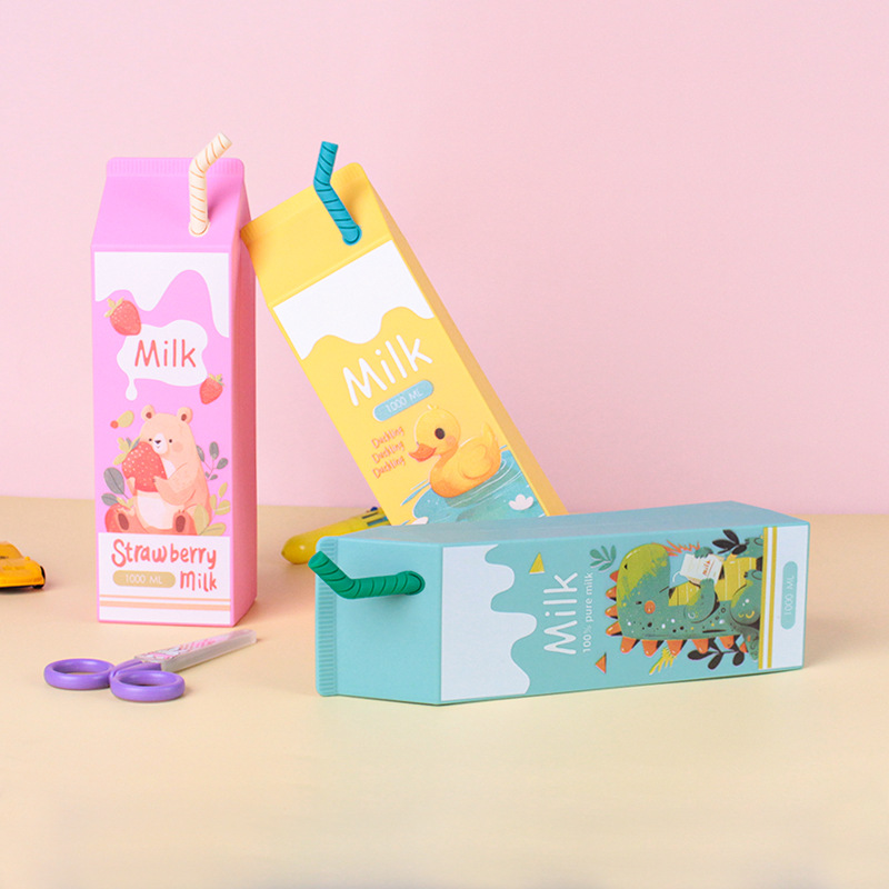 创意高颜值简约牛奶零食卡通笔袋大容量便携小学生文具盒收纳袋详情7