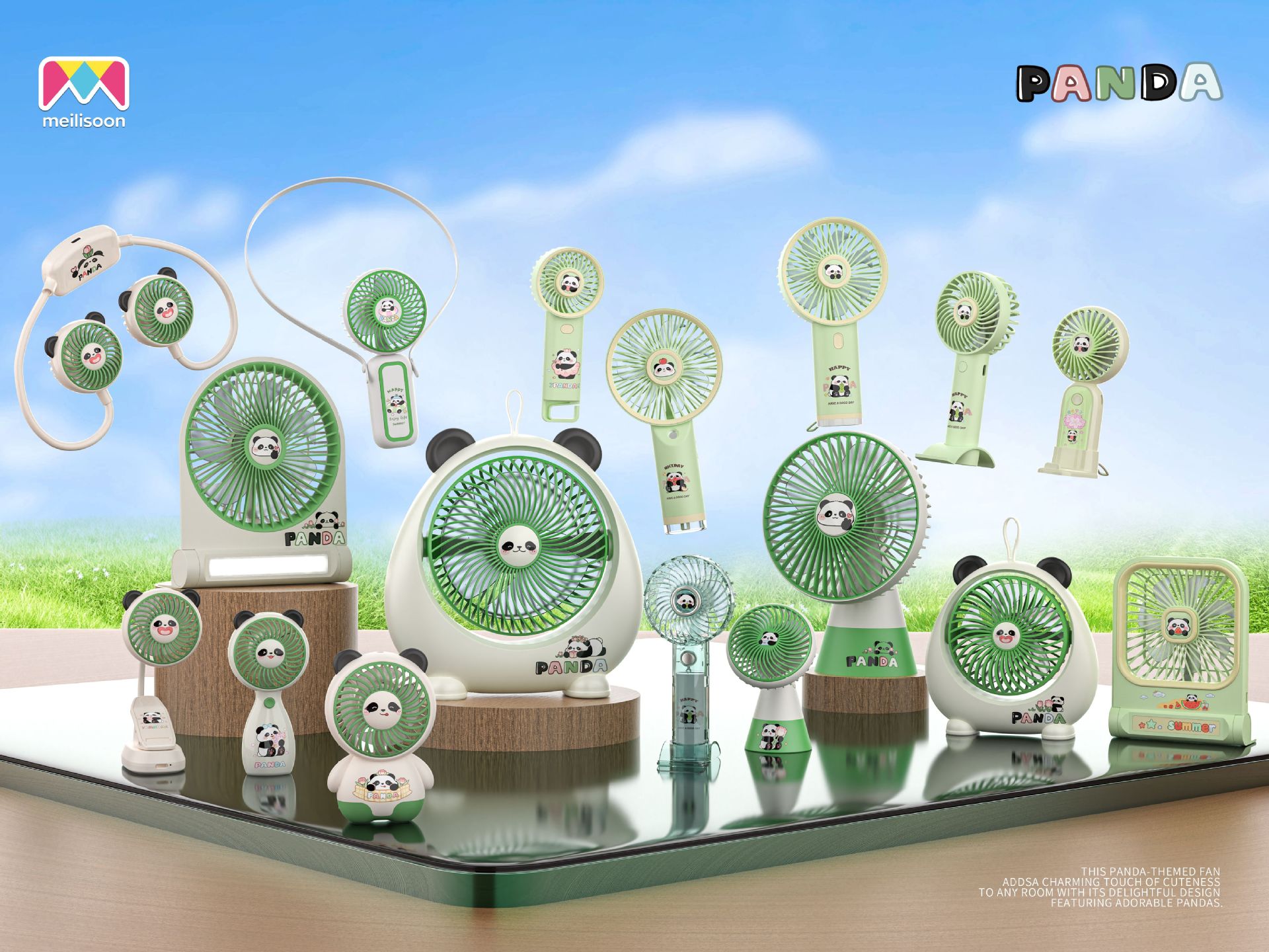 迷你卡通熊猫可爱便携式手持小风扇宿舍桌面桌面台式USB充电风扇详情13