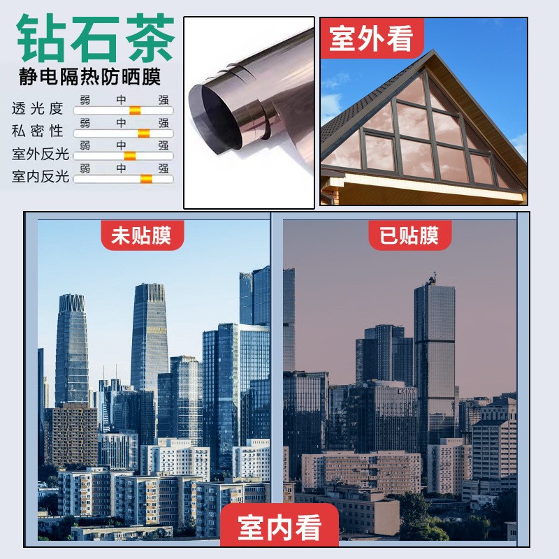 窗户防晒隔热膜单向透视静电无胶玻璃贴膜太阳膜家用阳台遮光膜贴详情20
