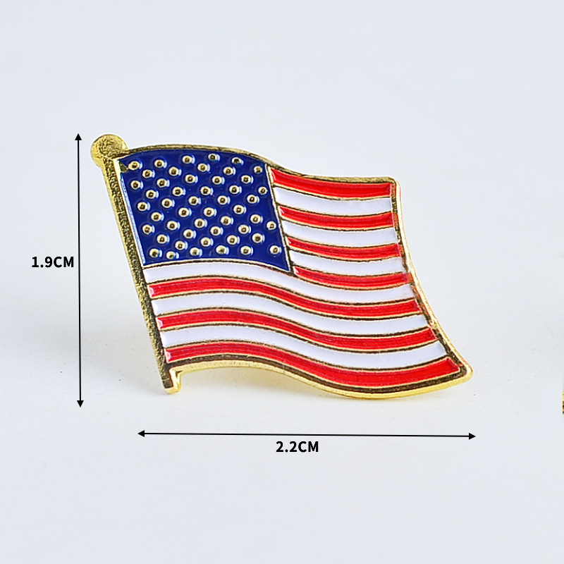 欧美时尚热销美国国旗胸章胸针金色烤漆徽章金属蝴蝶扣衣饰箱包章详情2