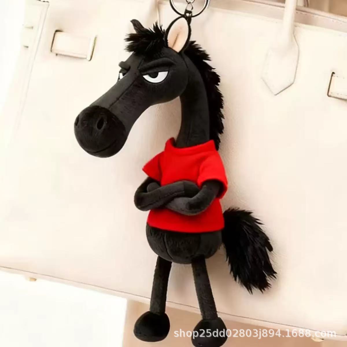 2026年生肖马年吉祥物小马玩偶天选高冷黑马毛绒公仔娃娃包包挂件详情15