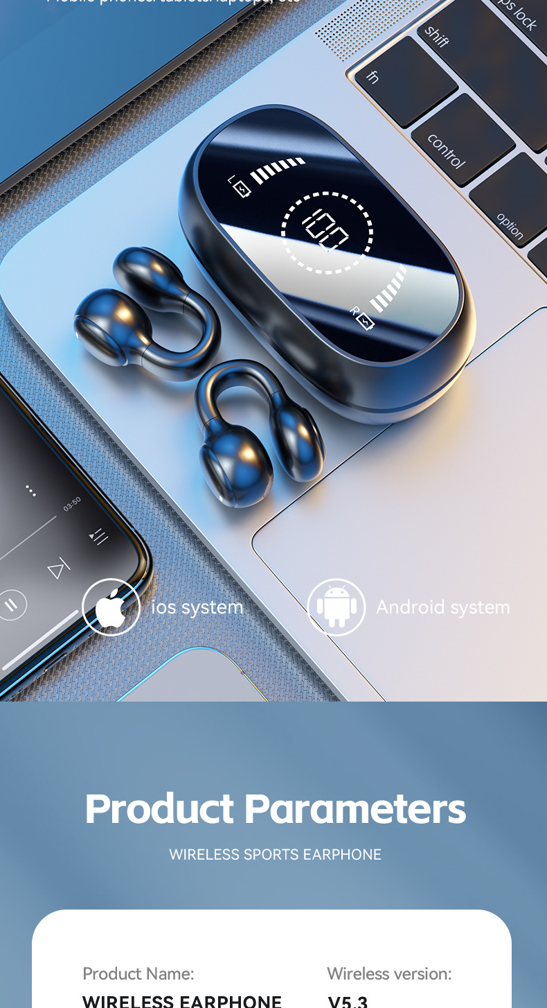 同声传译AI翻译蓝牙耳机镜面数显不入耳超好音质降噪耳机工厂批发价格详情11