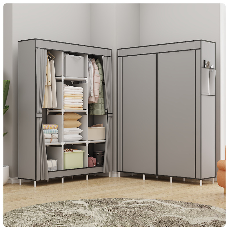 南美热销简易130款多功能防尘布衣柜家居卧室衣橱柜DIY组装收纳柜详情20