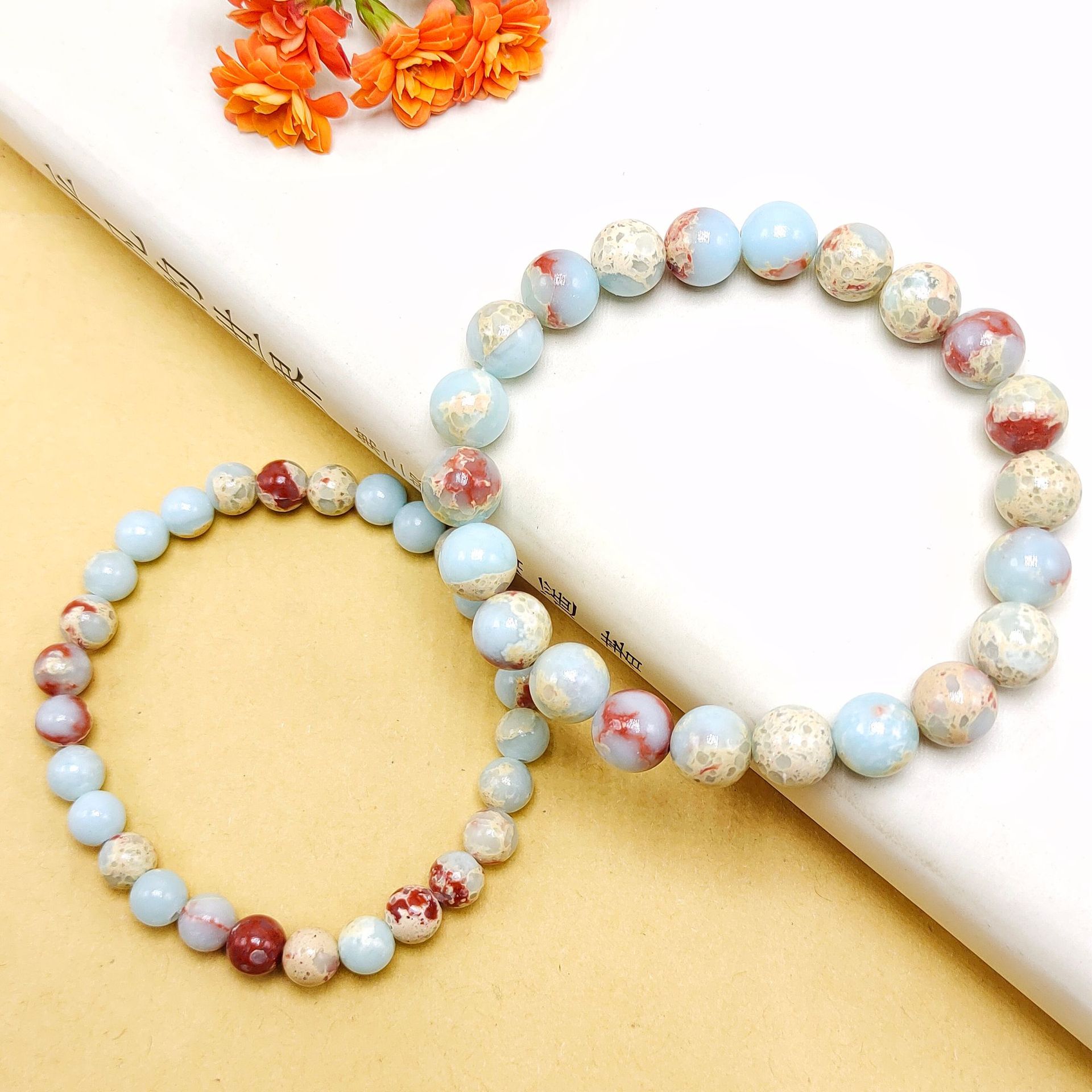 Personalized Shoushan stone bracelet, tender green, artistic, best friend couple bracelet gift, simple small gift jewelry for men and women pic 1