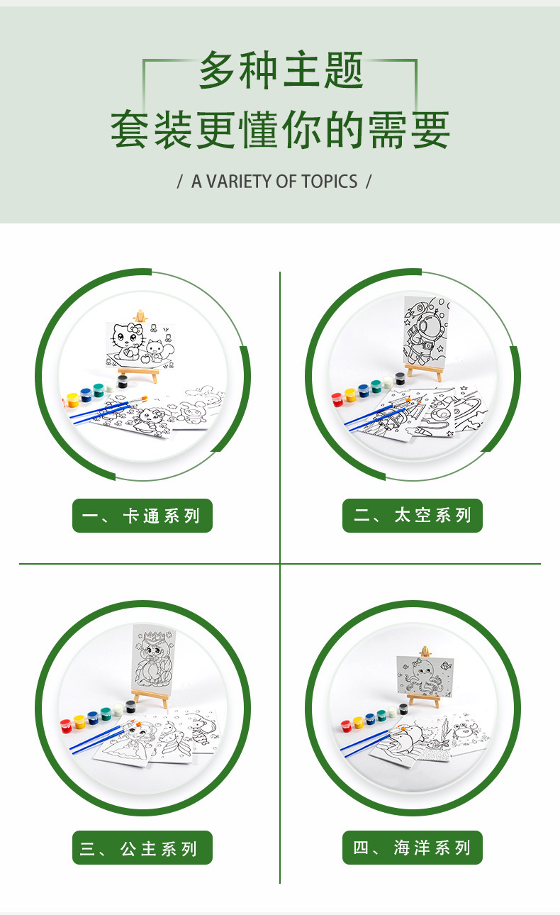 博艺宣卡通可爱创意儿童diy颜料填色环保帆布画画涂色填色板套装详情8