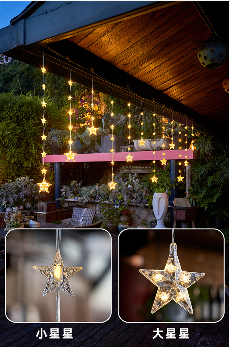 led color lights, flashing lights, string lights, starry sky curtains, balcony decoration, outdoor atmosphere lights, solar star light strings pic 6