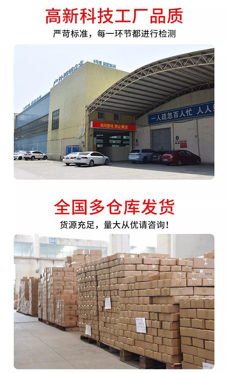 Ultra-bright high-power solar outdoor led street lamps for foreign trade export, three-sided screen 360° light-emitting integrated wall lamps pic 3