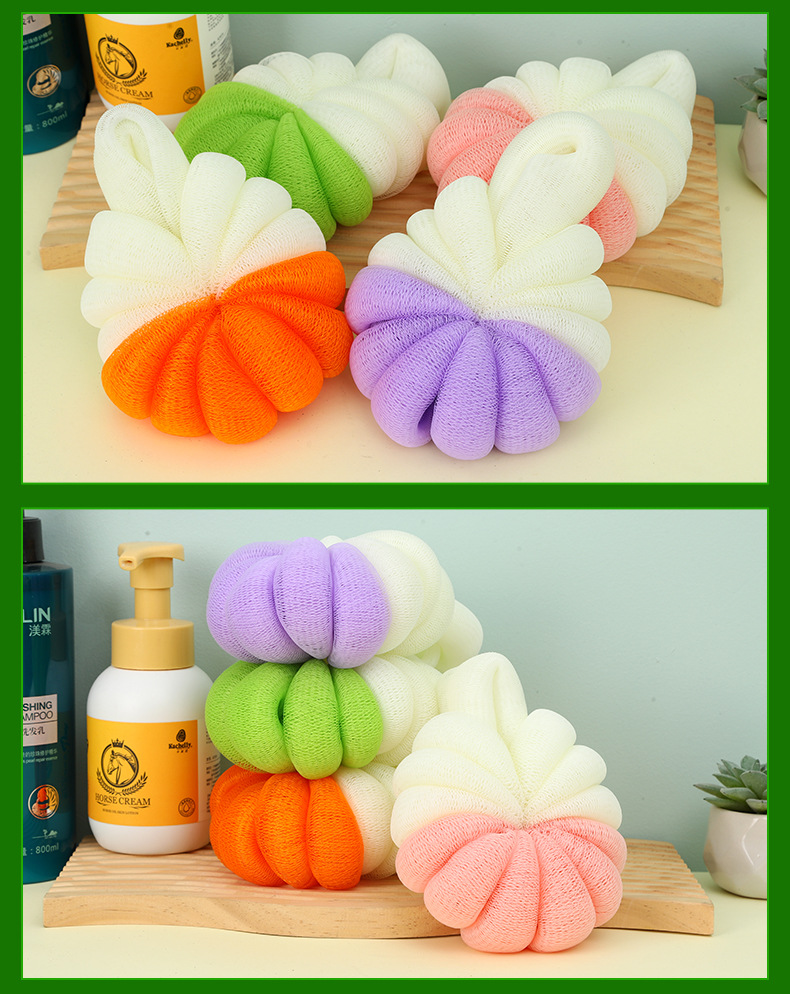 纯彩乌龟球沐浴条家用洗澡沐浴球搓澡巾搓背条起泡网浴球花详情14