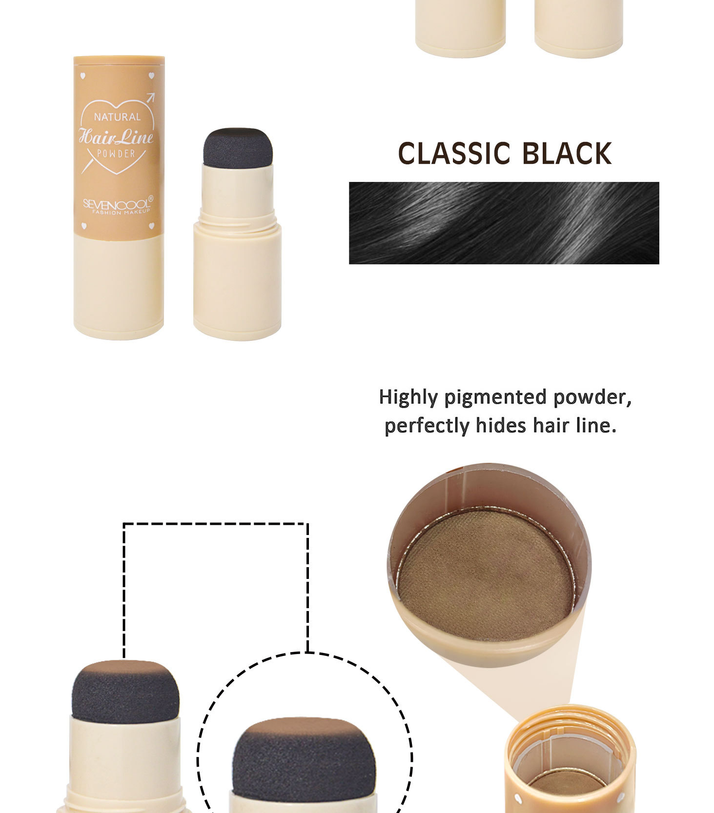 SEVENCOOL外贸新品精巧修饰发际线粉修容阴影粉发际填充补发神器详情7