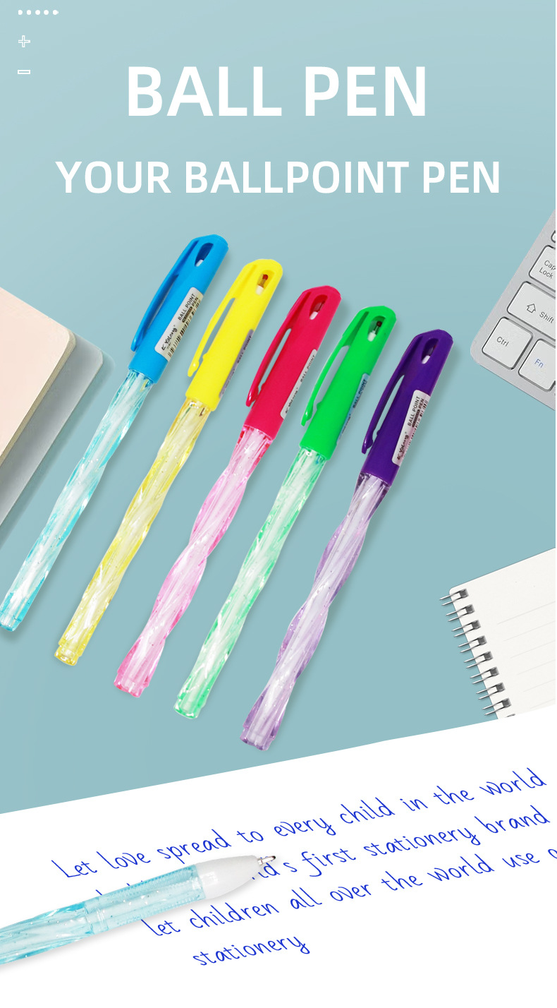 Yalong Cross-border has newly designed a 0.7mm ballpoint pen with a spiral crystal barrel and a ballpoint pen with a logo as stationery pic 1