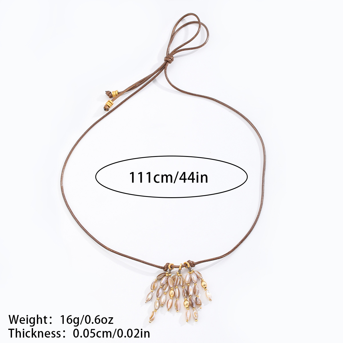 娜莎民族风小众设计麦穗贝壳珠流苏吊坠蜡绳项链高级感叠戴项饰详情2