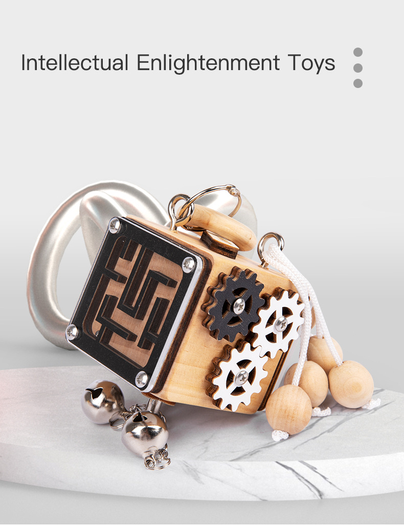 跨境木制儿童早教立体解锁忙碌小方块宝宝忙碌板玩具批发详情1
