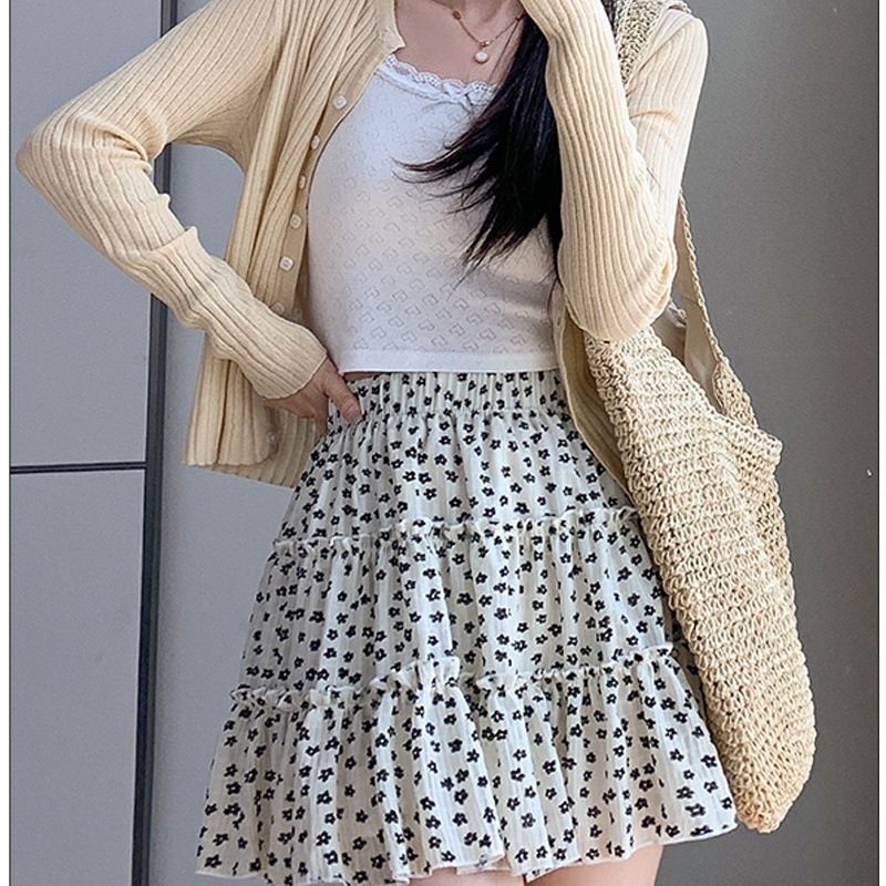 碎花复古甜美半身裙蛋糕2025春夏高腰小个子显瘦黑色蓬蓬短裙详情19
