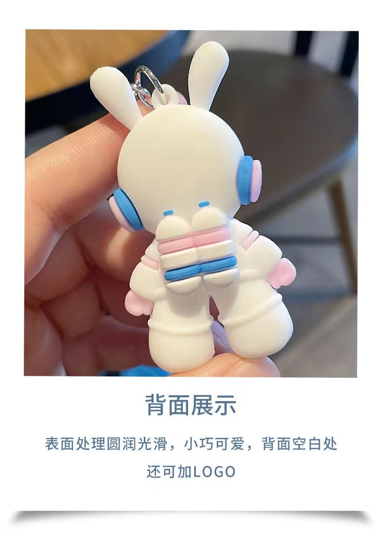 Space Rabbit keychain pendant, ins, high appearance level cartoon rabbit doll car pendant decoration pic 6