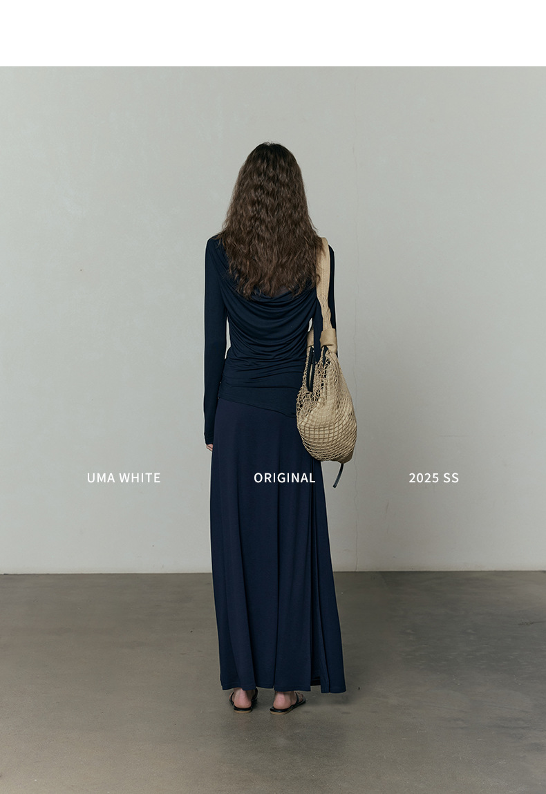 广州十三行女装UMAWHITE档口2025早春新款半身裙女天丝高腰长裙详情12