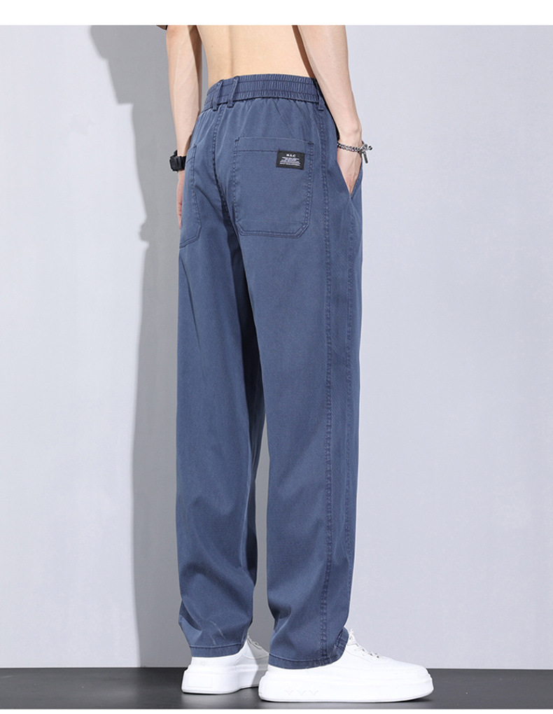 啄木鸟冰丝休闲裤子男士夏季薄款潮牌宽松天丝柔软牛仔五分长裤详情23