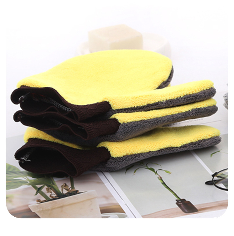 【 Chi Jia 】 Car wash gloves, waterproof rags, bear paw plush car towels, coral fleece gloves, car paint surface pic 14