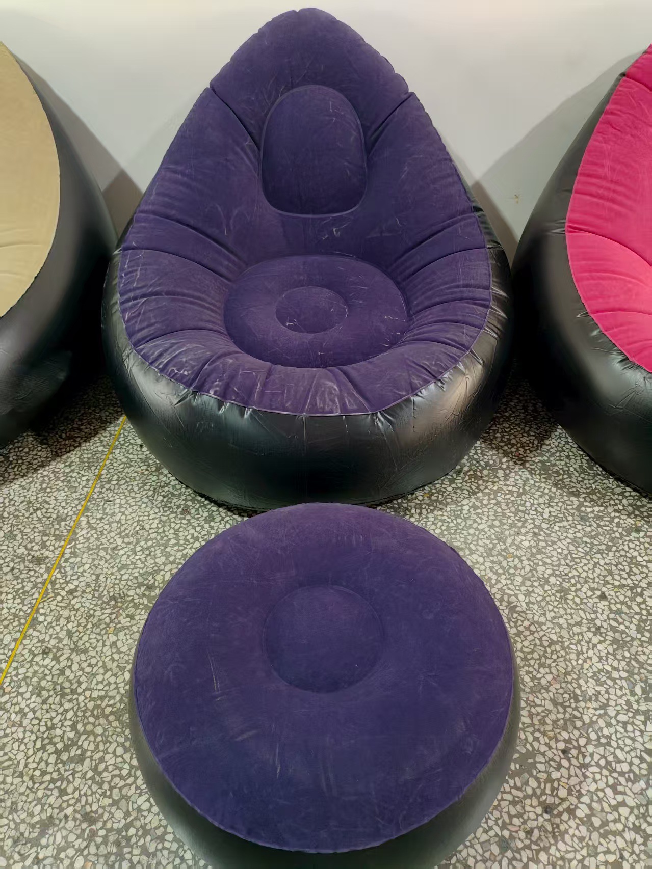 Cross-border flocking inflatable sofa, foldable lounge chair, outdoor sofa with footrests, combination lazy sofa, backrest lounge chair pic 6