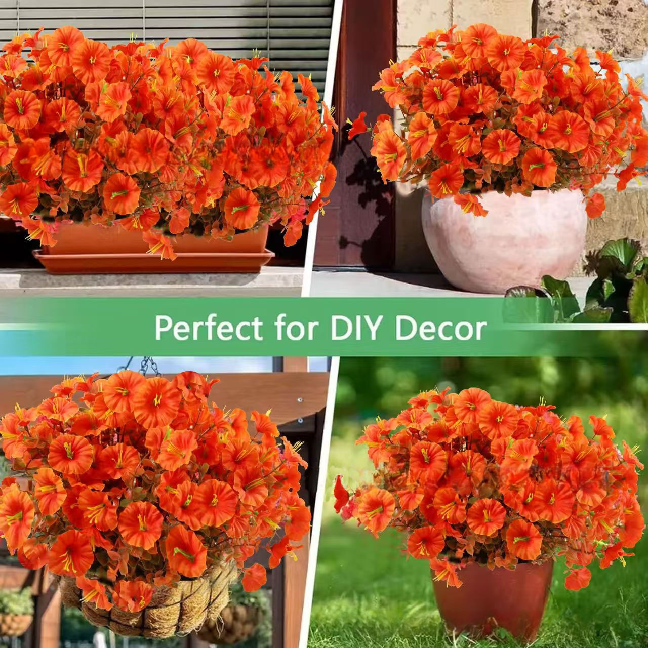 跨境热销 7头尤加利牵牛花把束家居花园户外装饰仿真花假花批发详情2