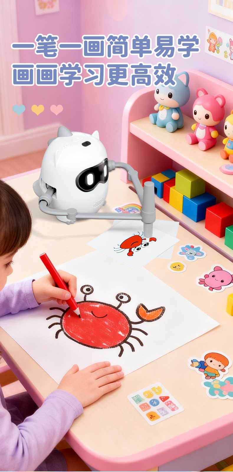 跨境爆款升级款画画机器人绘画机器人益智智能玩具幼儿早教机器人详情4