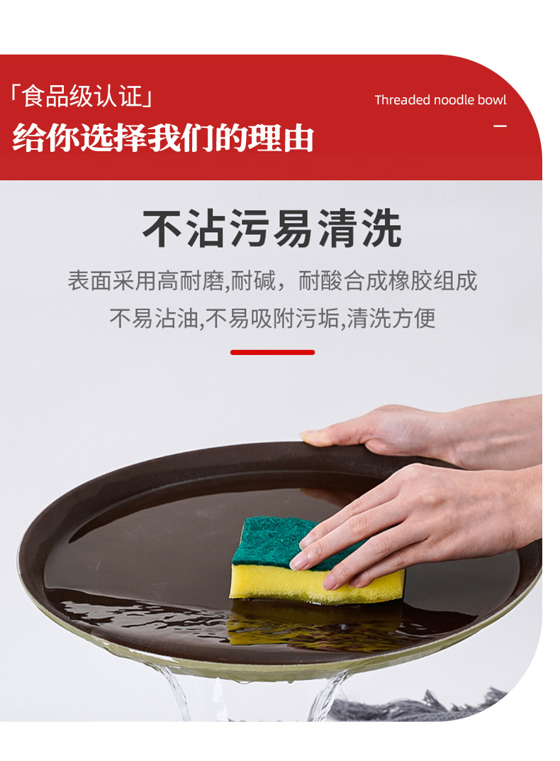 圆形钢化防滑托盘商用酒店咖啡店酒吧托盘长方形茶盘塑料餐盘托盘详情6