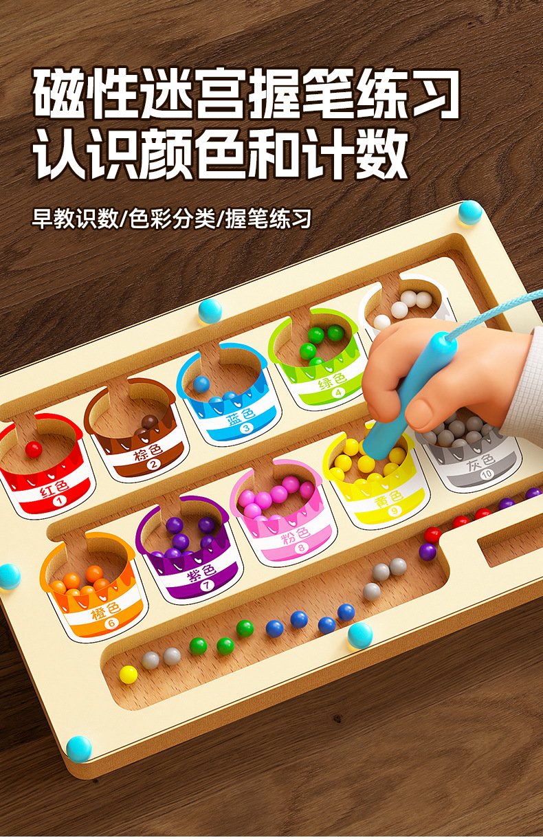 早教磁力走珠迷宫4宝宝2一3到6岁控笔训练儿童益智逻辑专注力玩具详情1