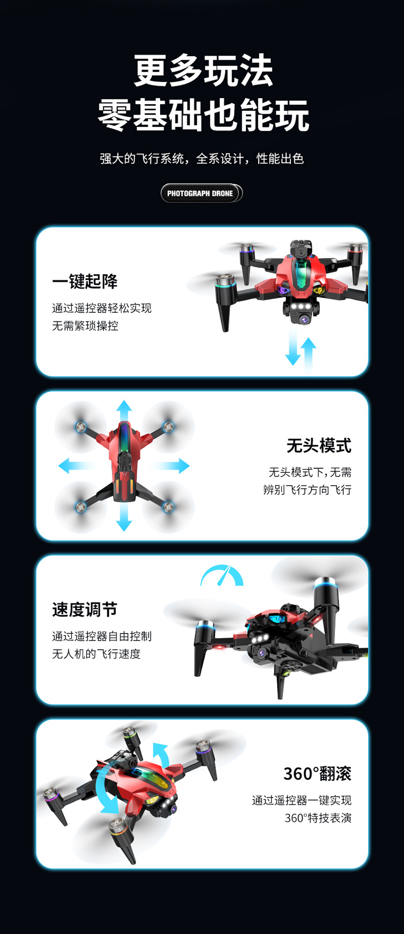 无人机无刷高清航拍光流定位避障四轴遥控飞行器飞机手柄避障升级详情13