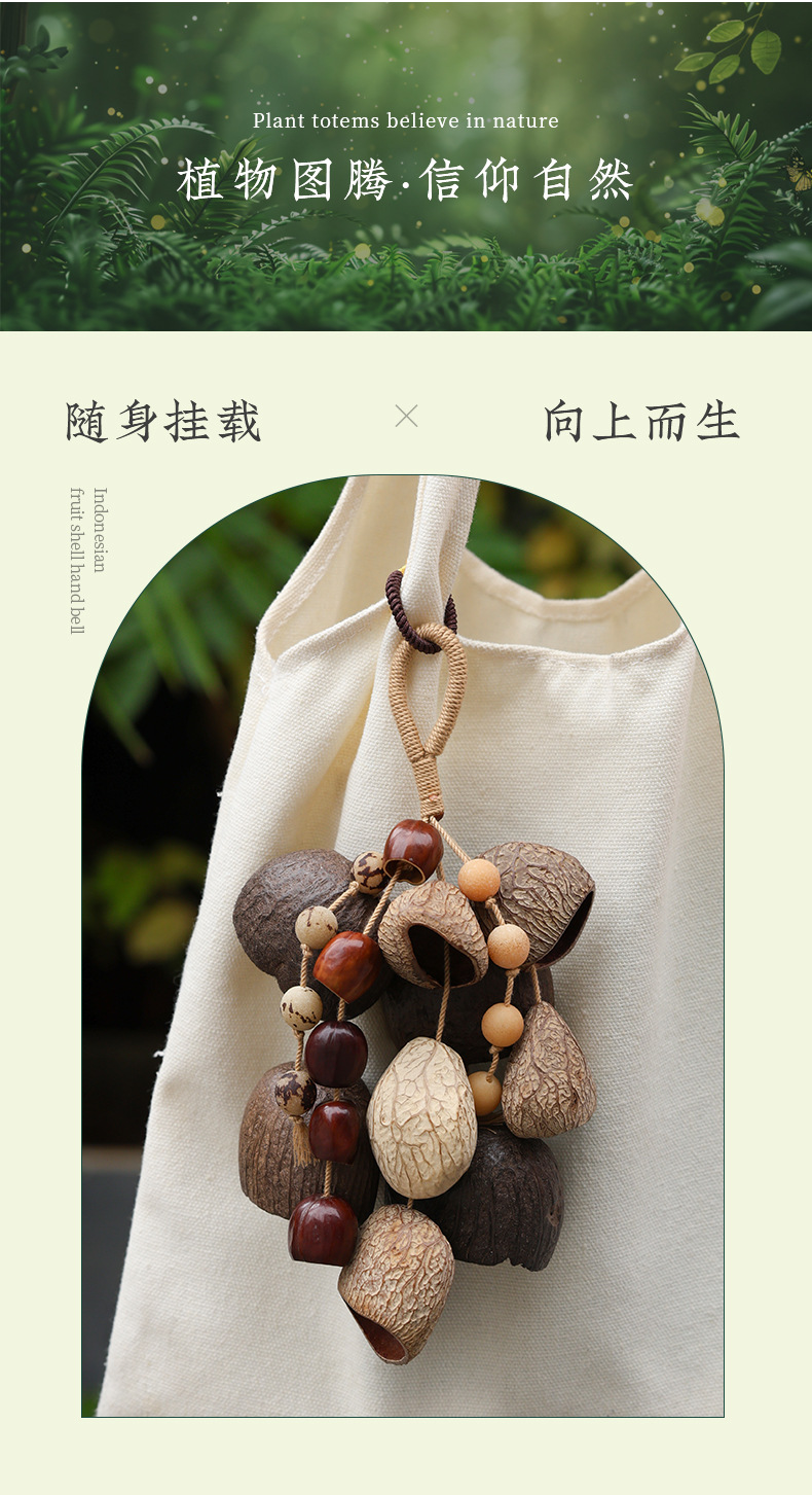 Handmade natural fruit shell pendants, seed hand-cranked bells, fruit pendants, birthday gifts for women, accessories, car hangers wholesale pic 9